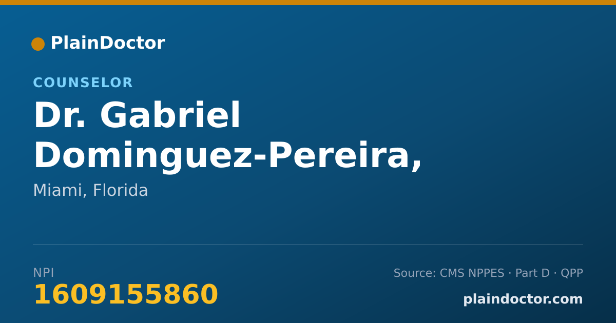 Shareable card for Gabriel Dominguez-Pereira, PHD, LMHC, CAADC - Counselor, Miami, FL