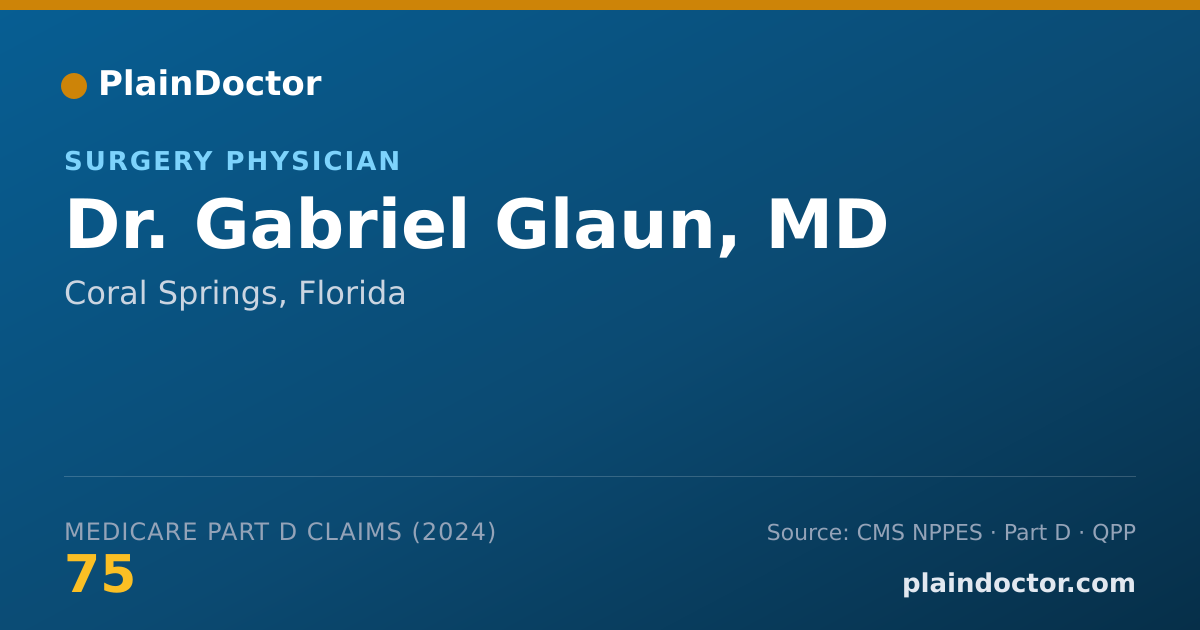 Shareable card for Gabriel Glaun, MD - Surgery Physician, Coral Springs, FL