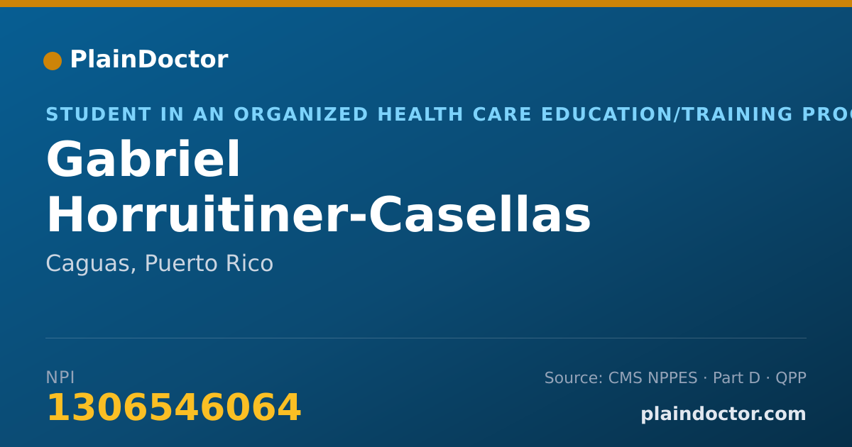Shareable card for Gabriel Horruitiner-Casellas - Student in an Organized Health Care Education/Training Program, Caguas, PR