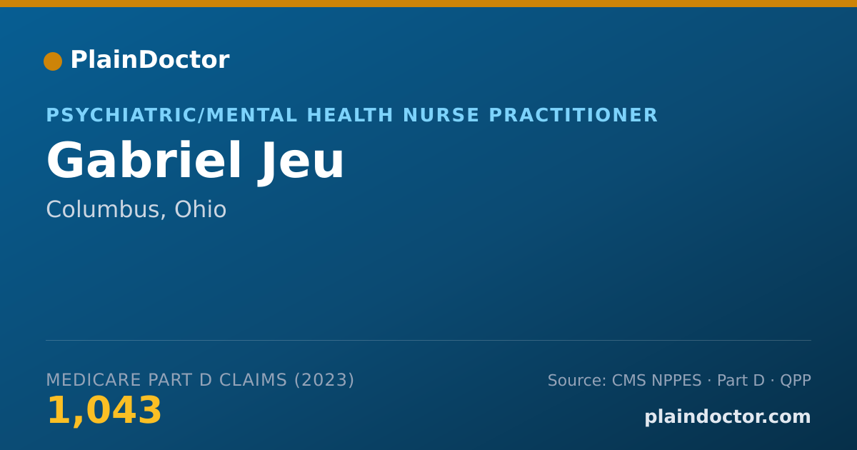 Shareable card for Gabriel Jeu - Psychiatric/Mental Health Nurse Practitioner, Columbus, OH