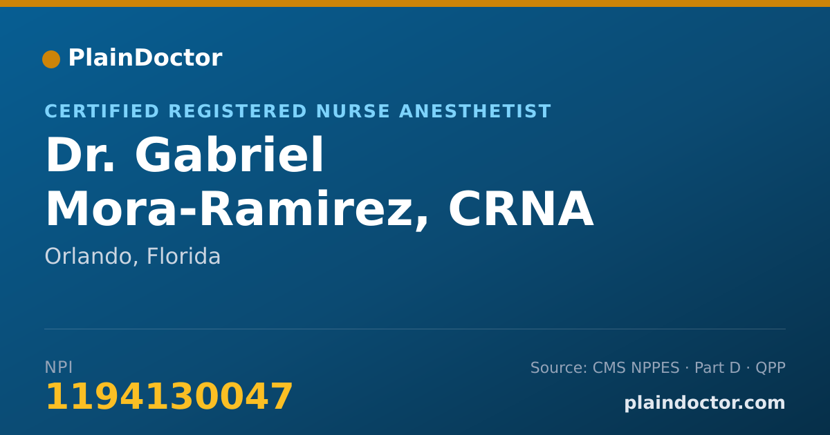 Shareable card for Gabriel Mora-Ramirez, CRNA - Certified Registered Nurse Anesthetist, Orlando, FL