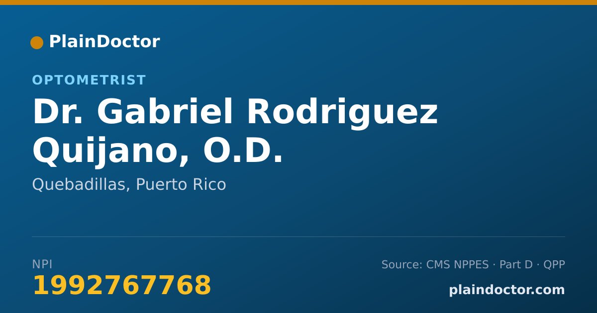 Shareable card for Gabriel Rodriguez Quijano, O.D. - Optometrist, Quebadillas, PR