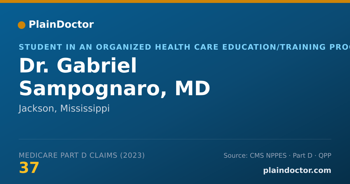Shareable card for Gabriel Sampognaro, MD - Student in an Organized Health Care Education/Training Program, Jackson, MS
