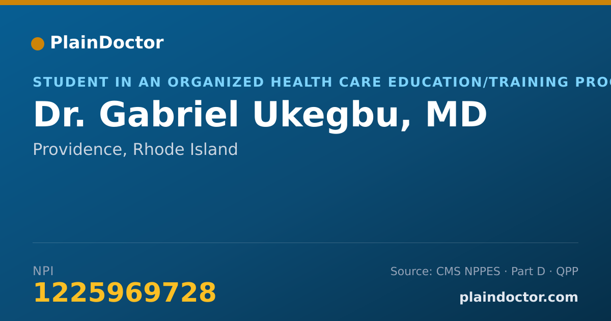 Shareable card for Gabriel Ukegbu, MD - Student in an Organized Health Care Education/Training Program, Providence, RI