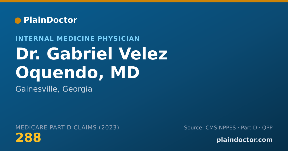 Shareable card for Gabriel Velez Oquendo, MD - Internal Medicine Physician, Gainesville, GA
