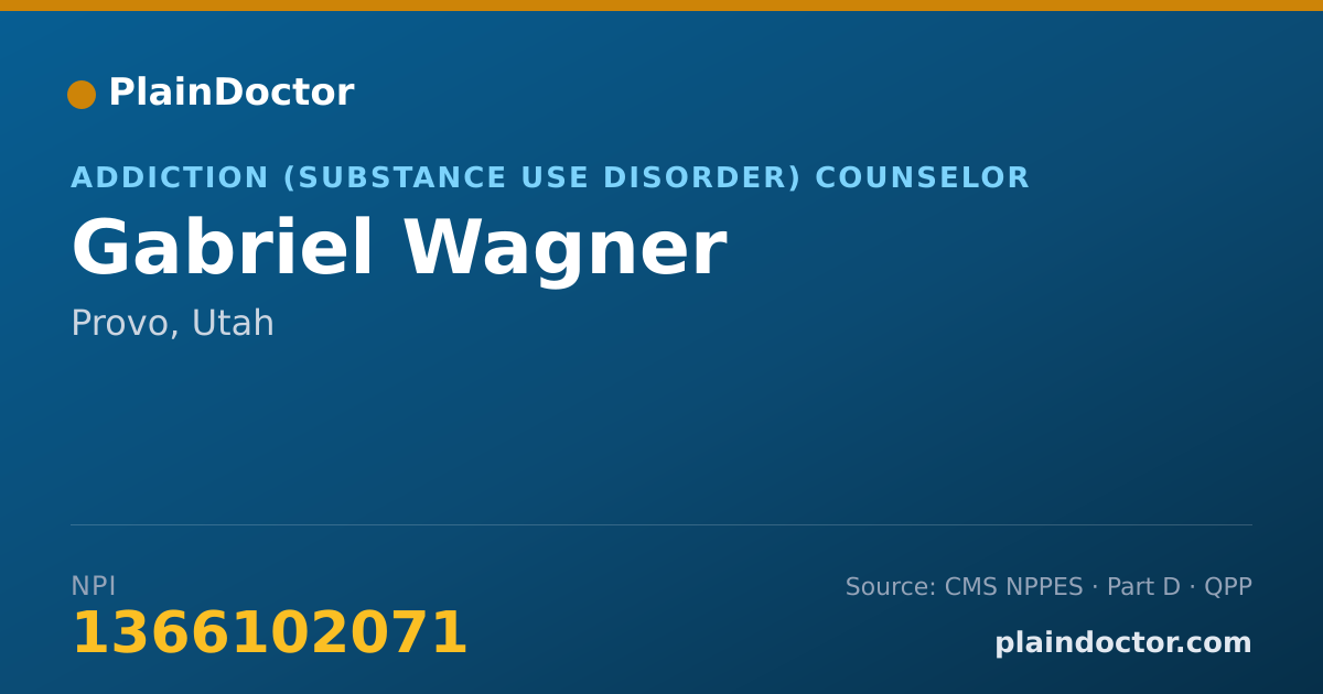 Shareable card for Gabriel Wagner - Addiction (Substance Use Disorder) Counselor, Provo, UT