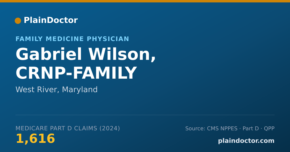 Shareable card for Gabriel Wilson, CRNP-FAMILY - Family Medicine Physician, West River, MD