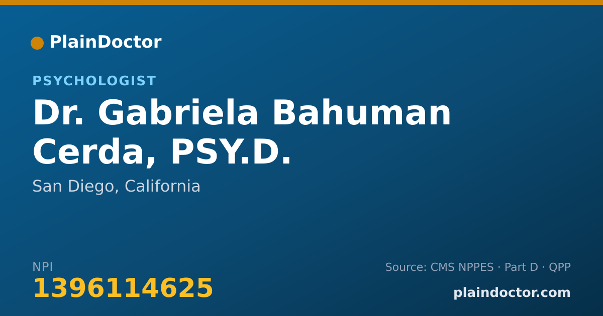 Shareable card for Gabriela Bahuman Cerda, PSY.D. - Psychologist, San Diego, CA