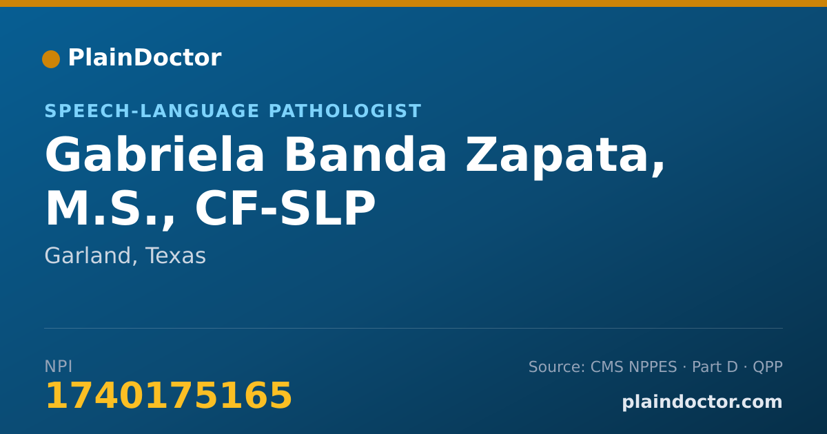 Shareable card for Gabriela Banda Zapata, M.S., CF-SLP - Speech-Language Pathologist, Garland, TX