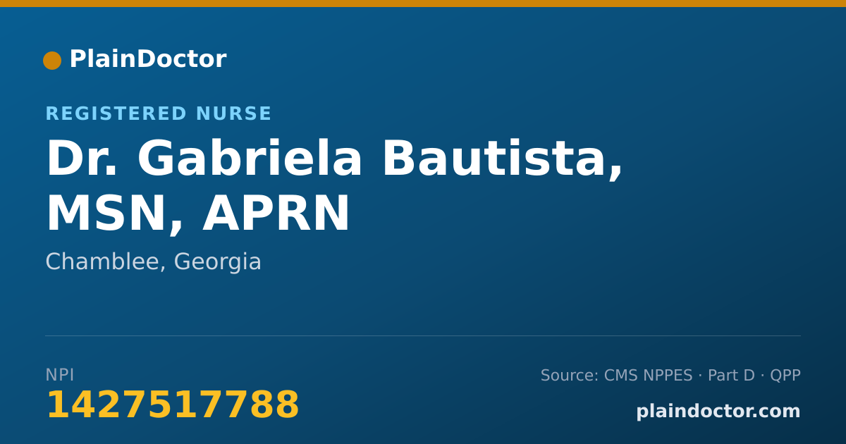 Shareable card for Gabriela Bautista, MSN, APRN - Registered Nurse, Chamblee, GA
