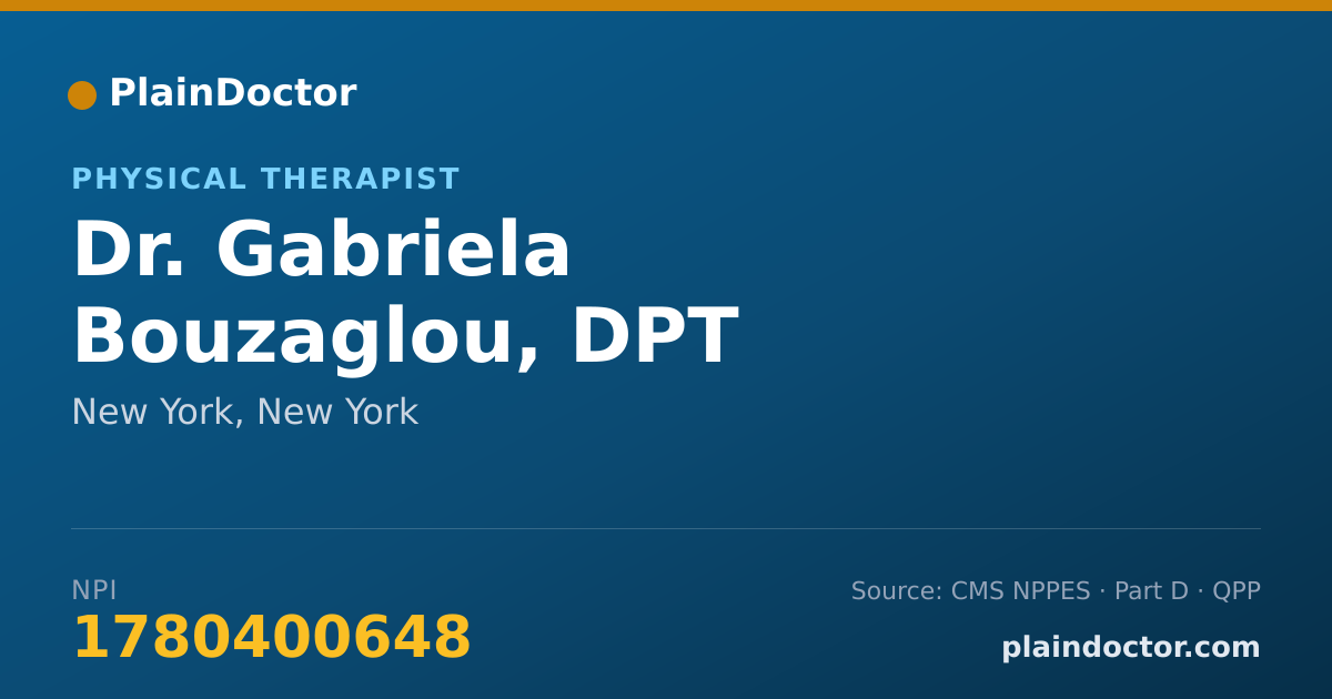 Shareable card for Gabriela Bouzaglou, DPT - Physical Therapist, New York, NY