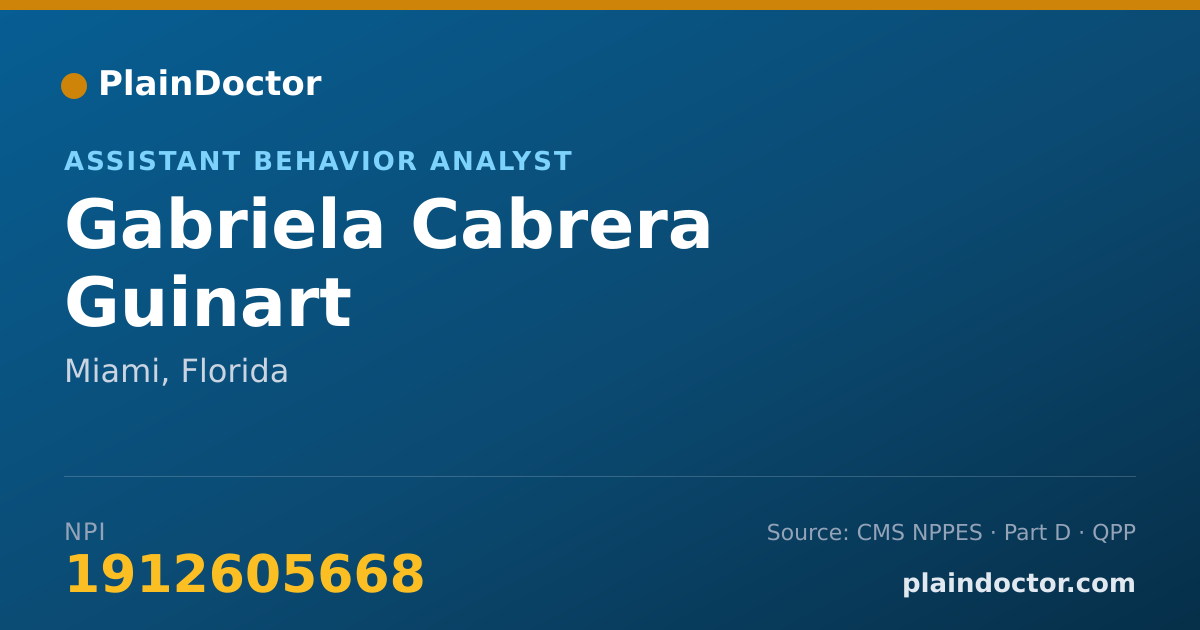 Shareable card for Gabriela Cabrera Guinart - Assistant Behavior Analyst, Miami, FL