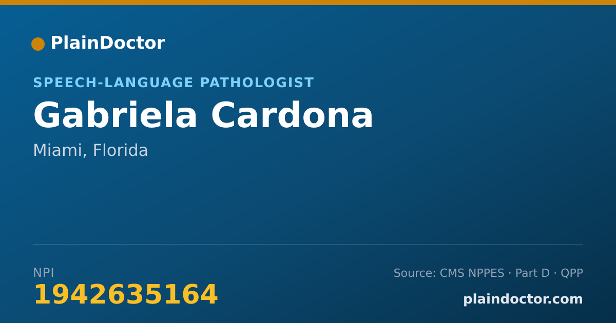 Shareable card for Gabriela Cardona - Speech-Language Pathologist, Miami, FL