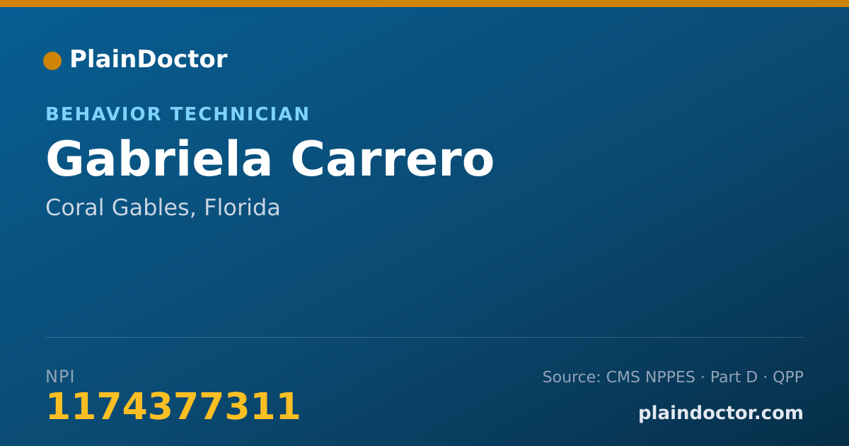 Shareable card for Gabriela Carrero - Behavior Technician, Coral Gables, FL