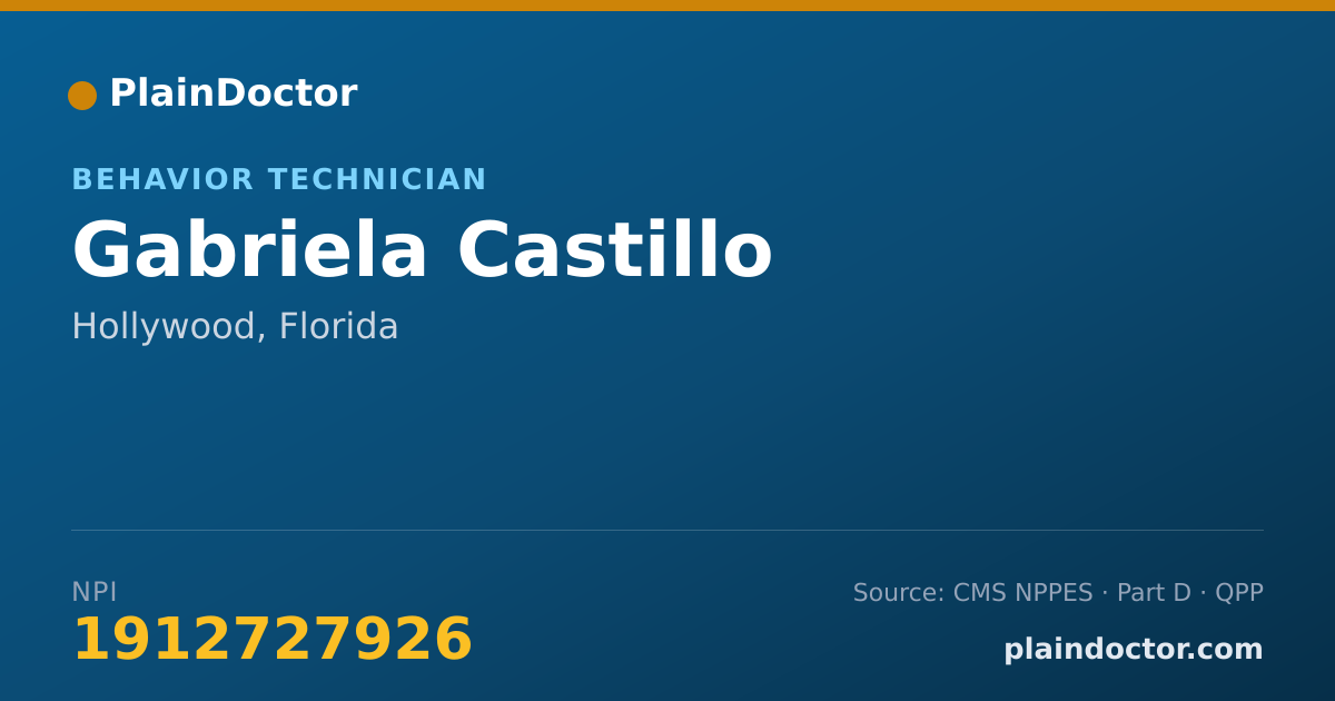 Shareable card for Gabriela Castillo - Behavior Technician, Hollywood, FL