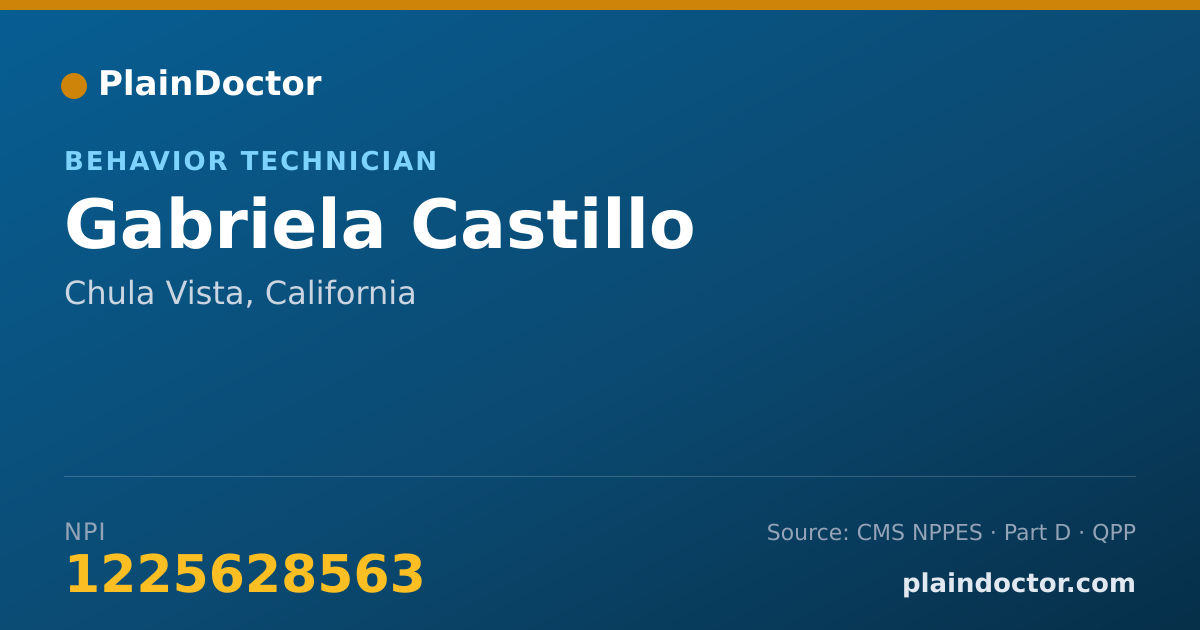 Shareable card for Gabriela Castillo - Behavior Technician, Chula Vista, CA