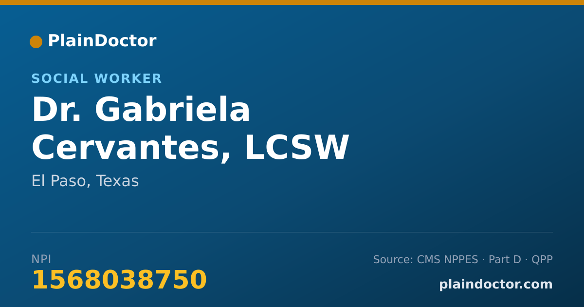 Shareable card for Gabriela Cervantes, LCSW - Social Worker, El Paso, TX