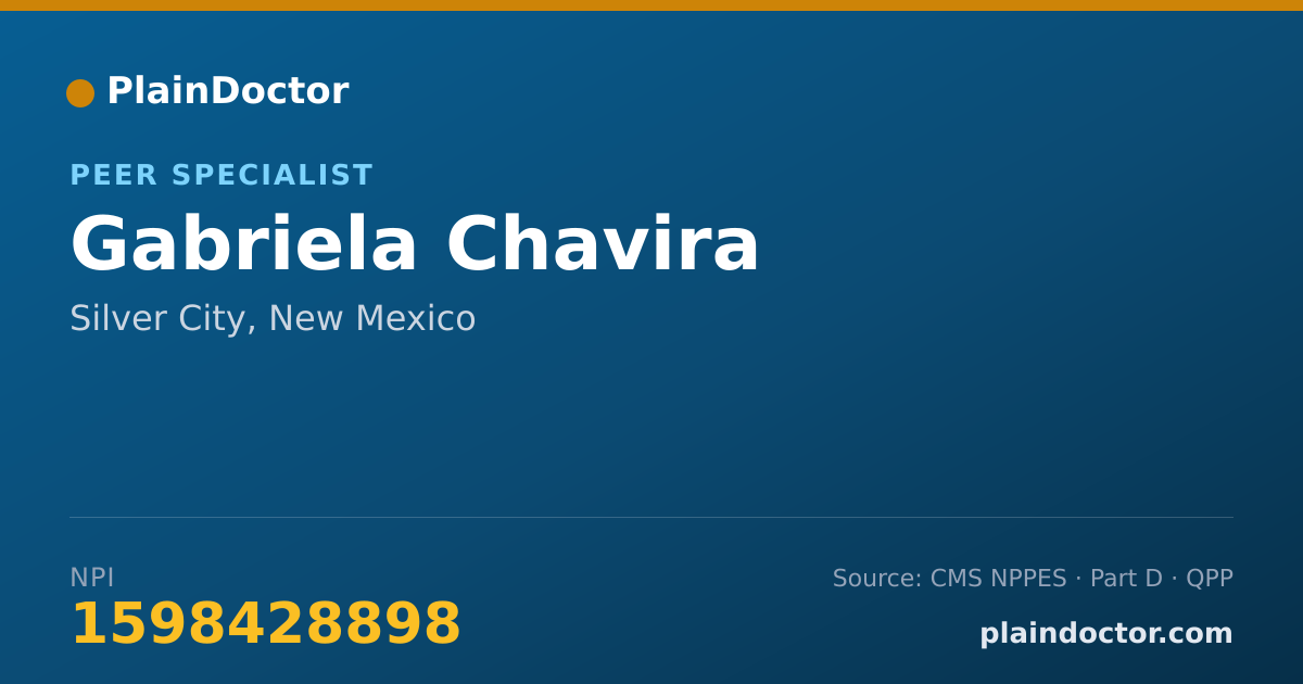 Shareable card for Gabriela Chavira - Peer Specialist, Silver City, NM