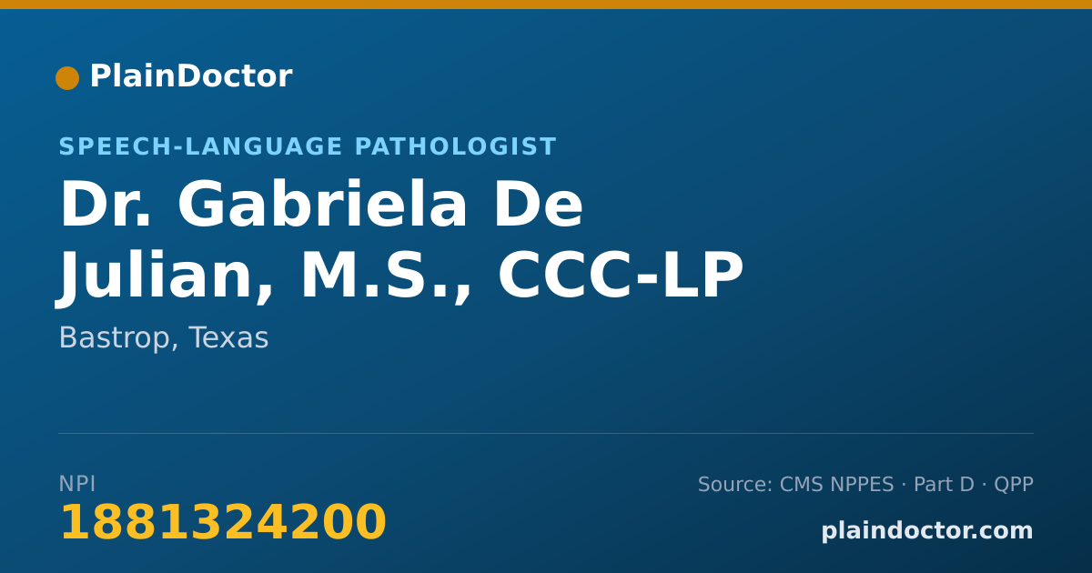 Shareable card for Gabriela De Julian, M.S., CCC-LP - Speech-Language Pathologist, Bastrop, TX