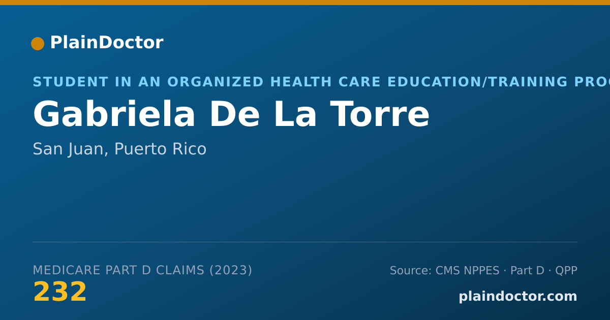 Shareable card for Gabriela De La Torre - Student in an Organized Health Care Education/Training Program, San Juan, PR
