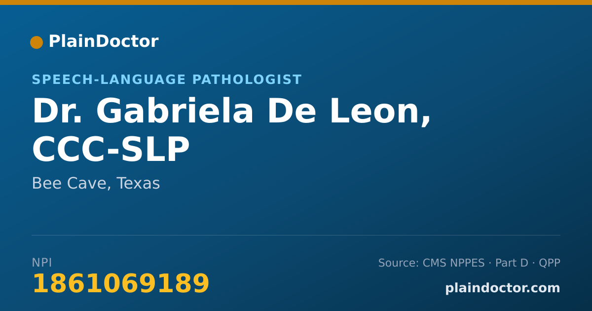 Shareable card for Gabriela De Leon, CCC-SLP - Speech-Language Pathologist, Bee Cave, TX
