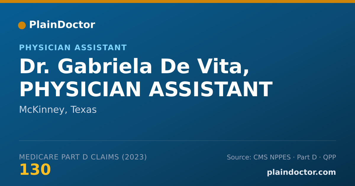 Shareable card for Gabriela De Vita, PHYSICIAN ASSISTANT - Physician Assistant, McKinney, TX