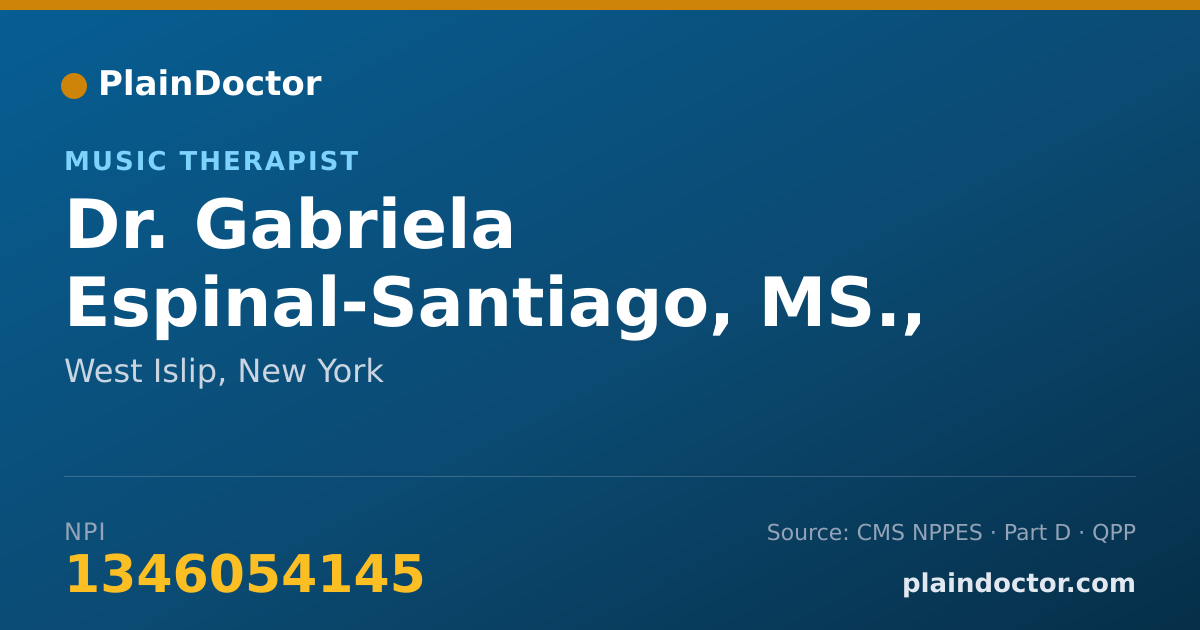 Shareable card for Gabriela Espinal-Santiago, MS., MT-BC, LCAT-LP - Music Therapist, West Islip, NY