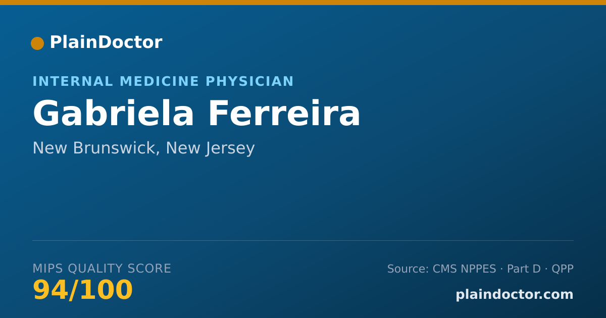 Shareable card for Gabriela Ferreira - Internal Medicine Physician, New Brunswick, NJ