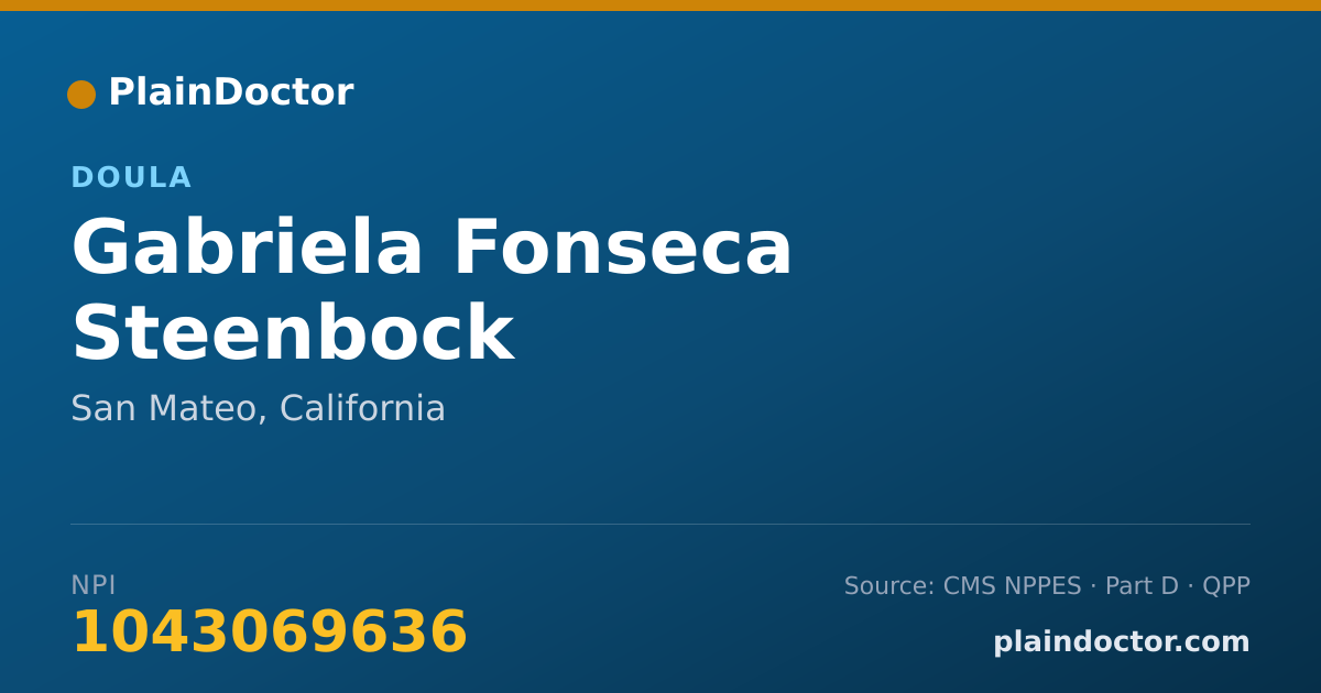 Shareable card for Gabriela Fonseca Steenbock - Doula, San Mateo, CA