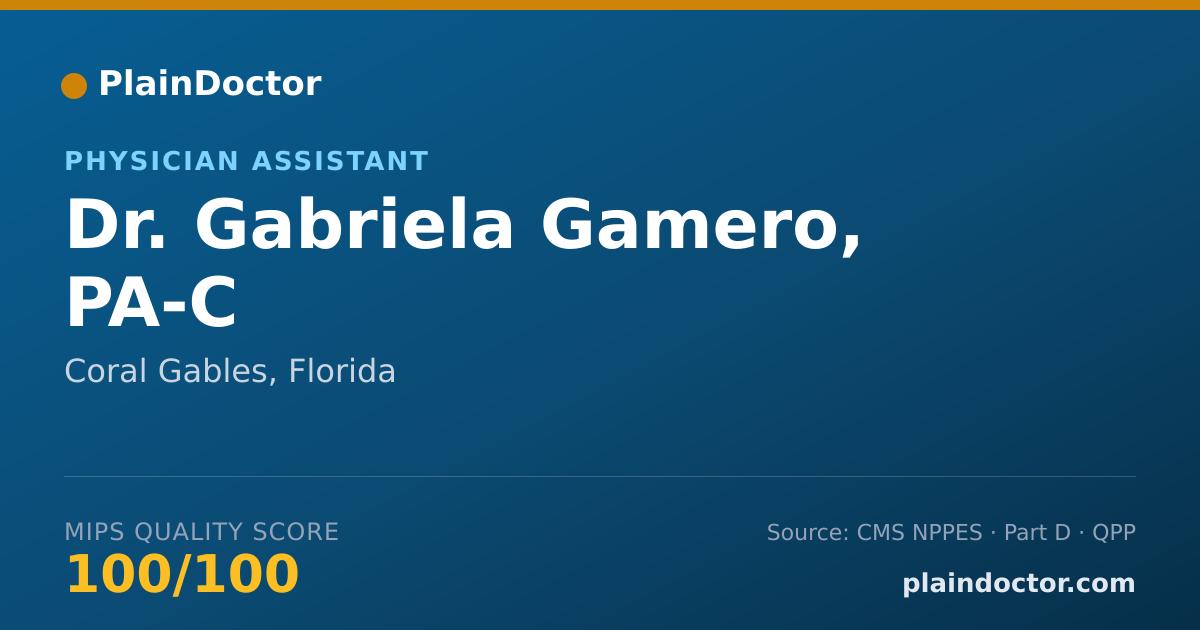 Shareable card for Gabriela Gamero, PA-C - Physician Assistant, Coral Gables, FL