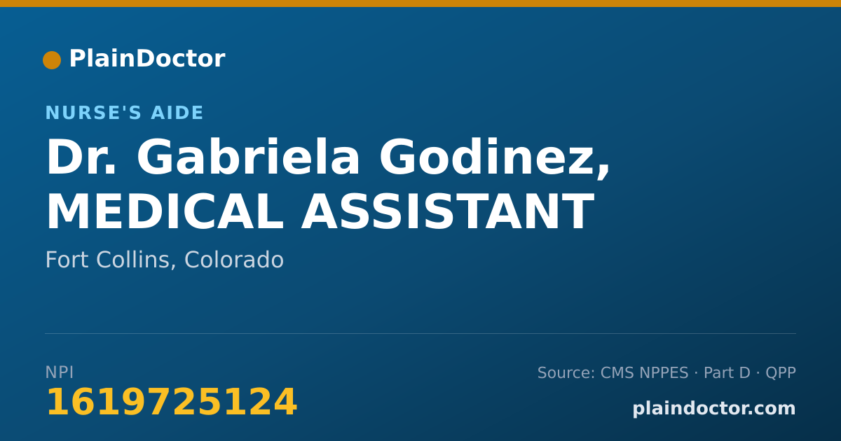 Shareable card for Gabriela Godinez, MEDICAL ASSISTANT - Nurse's Aide, Fort Collins, CO