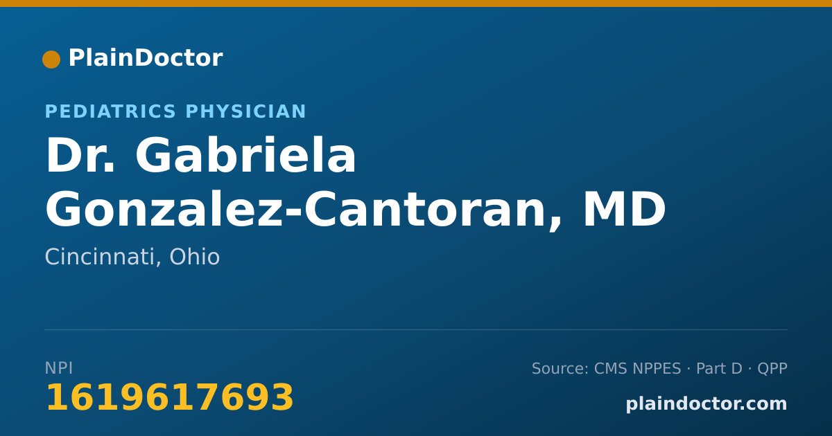 Shareable card for Gabriela Gonzalez-Cantoran, MD - Pediatrics Physician, Cincinnati, OH