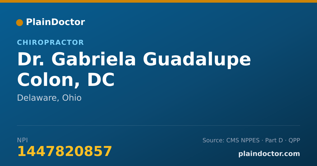 Shareable card for Gabriela Guadalupe Colon, DC - Chiropractor, Delaware, OH
