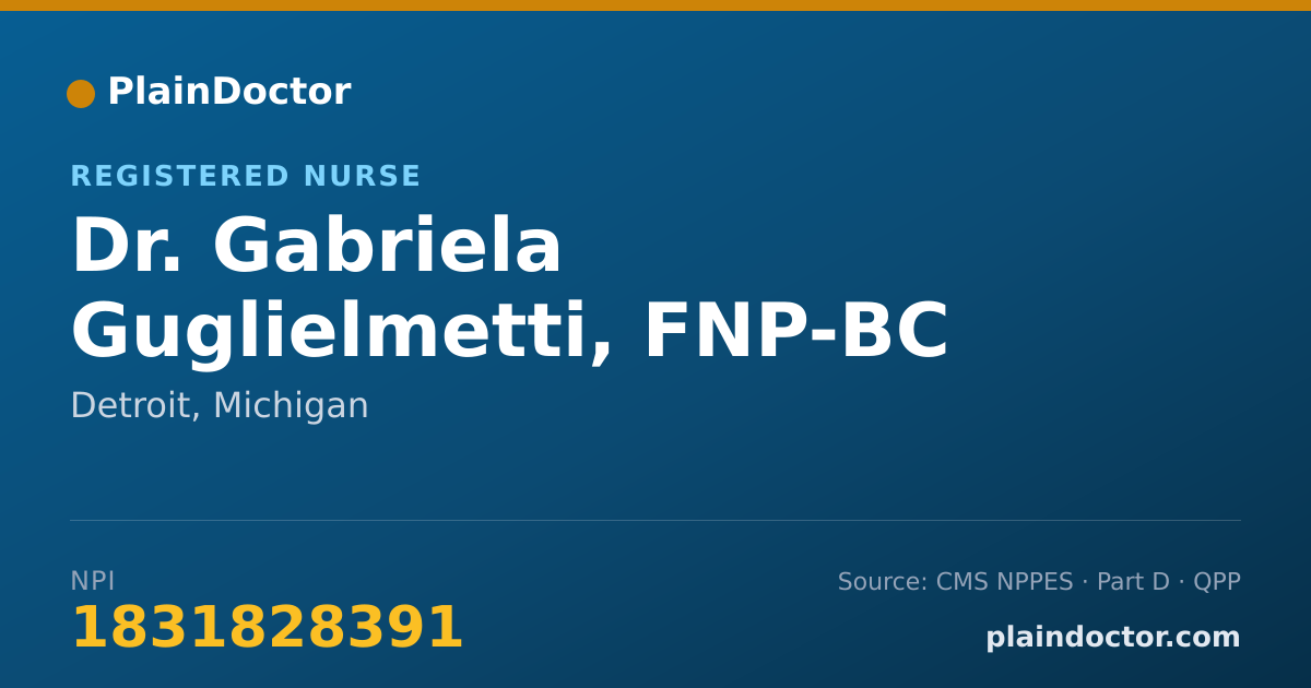 Shareable card for Gabriela Guglielmetti, FNP-BC - Registered Nurse, Detroit, MI