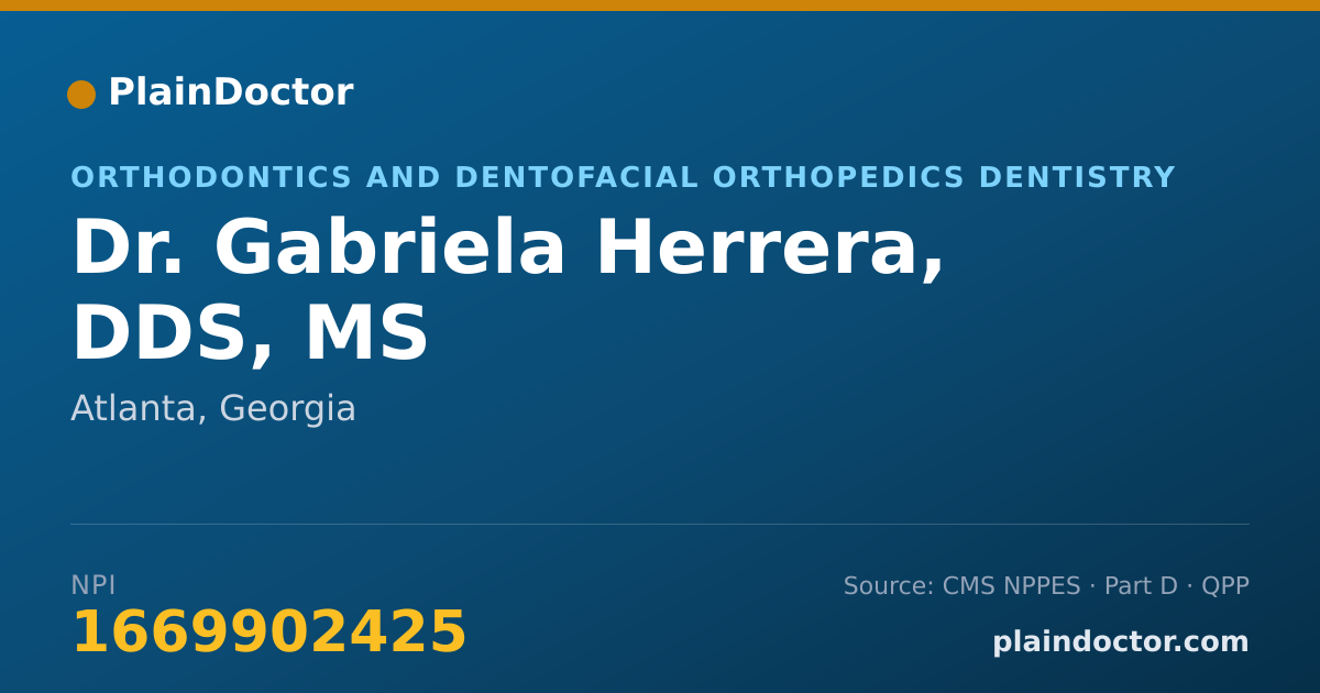 Shareable card for Gabriela Herrera, DDS, MS - Orthodontics and Dentofacial Orthopedics Dentistry, Atlanta, GA