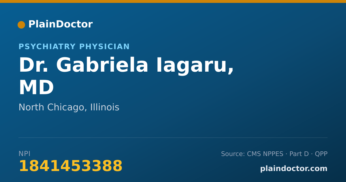 Shareable card for Gabriela Iagaru, MD - Psychiatry Physician, North Chicago, IL