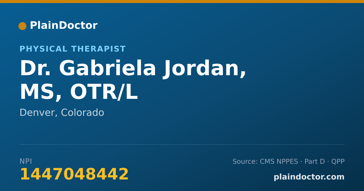 Shareable card for Gabriela Jordan, MS, OTR/L - Physical Therapist, Denver, CO