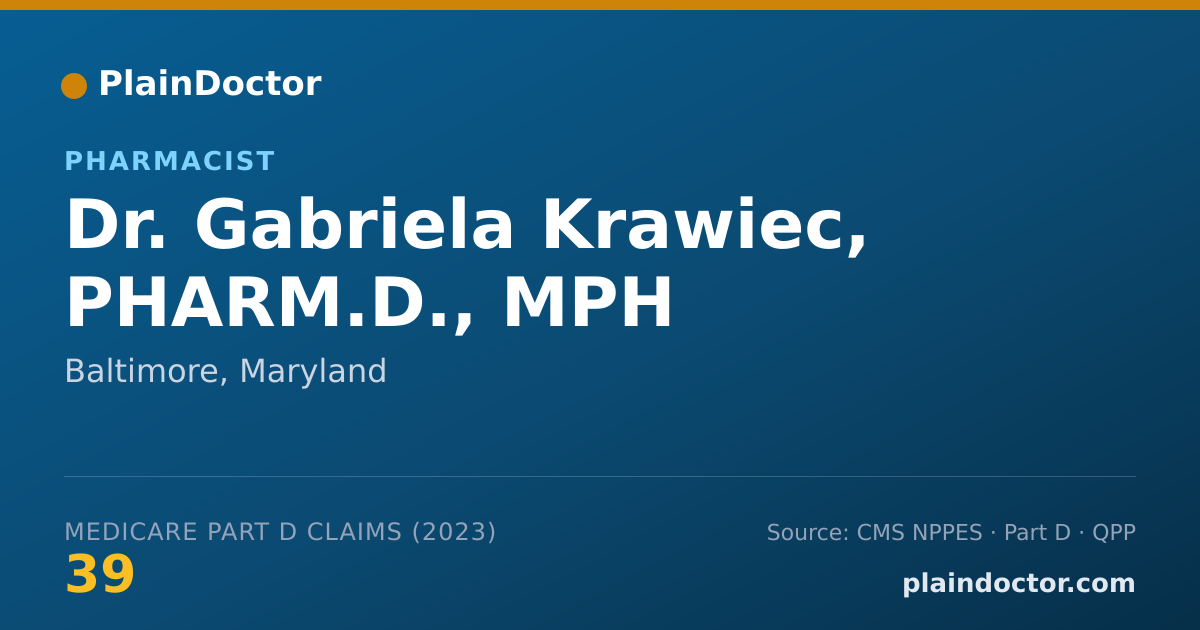 Shareable card for Gabriela Krawiec, PHARM.D., MPH - Pharmacist, Baltimore, MD