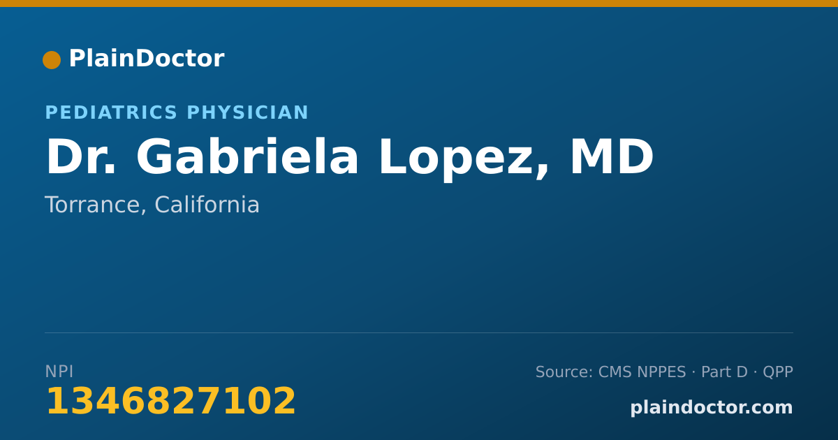 Shareable card for Gabriela Lopez, MD - Pediatrics Physician, Torrance, CA
