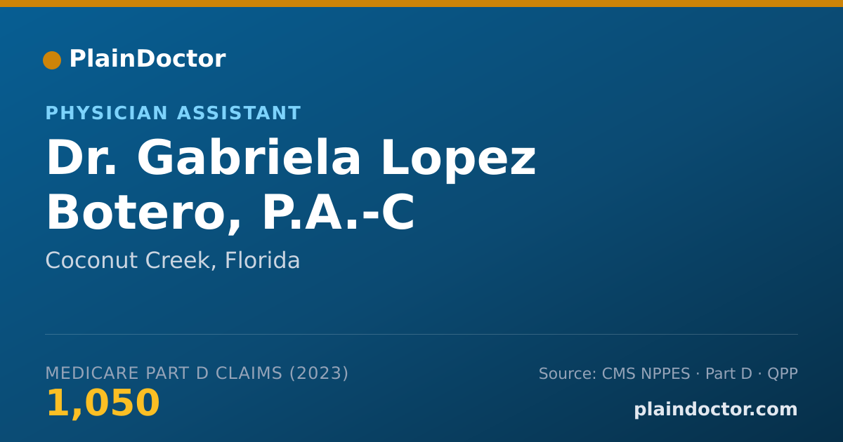 Shareable card for Gabriela Lopez Botero, P.A.-C - Physician Assistant, Coconut Creek, FL