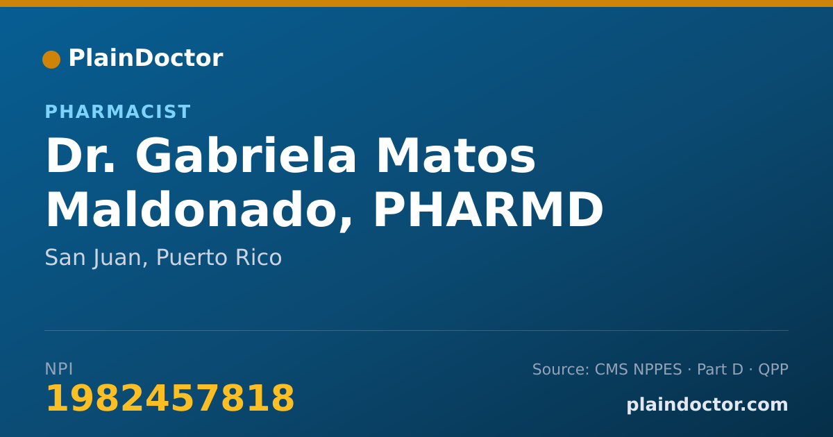 Shareable card for Gabriela Matos Maldonado, PHARMD - Pharmacist, San Juan, PR