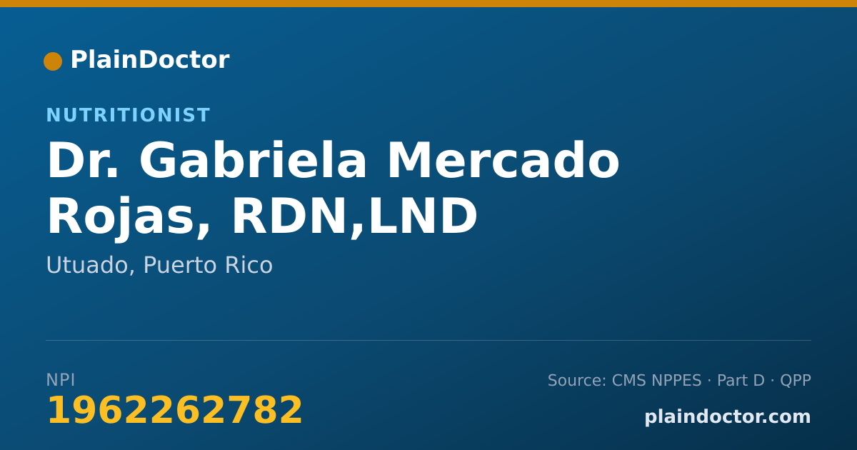 Shareable card for Gabriela Mercado Rojas, RDN,LND - Nutritionist, Utuado, PR