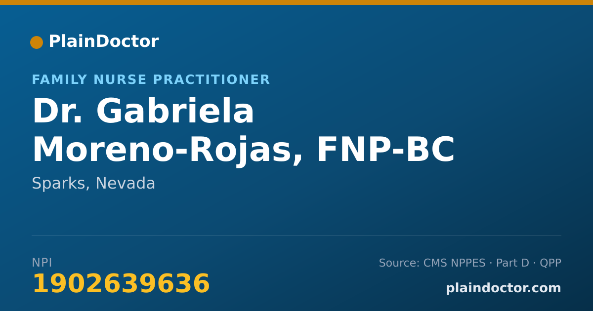Shareable card for Gabriela Moreno-Rojas, FNP-BC - Family Nurse Practitioner, Sparks, NV