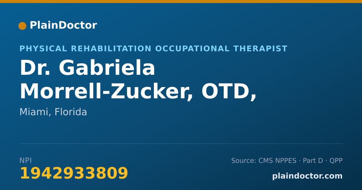 Shareable card for Gabriela Morrell-Zucker, OTD, OTR/L - Physical Rehabilitation Occupational Therapist, Miami, FL