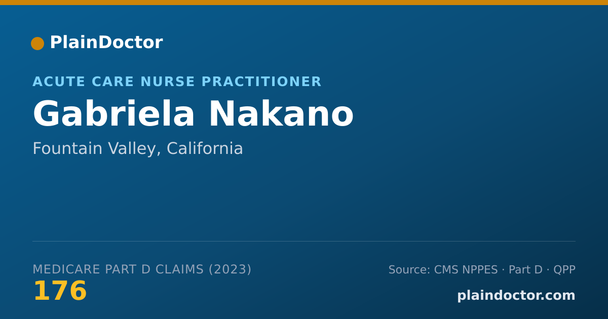 Shareable card for Gabriela Nakano - Acute Care Nurse Practitioner, Fountain Valley, CA