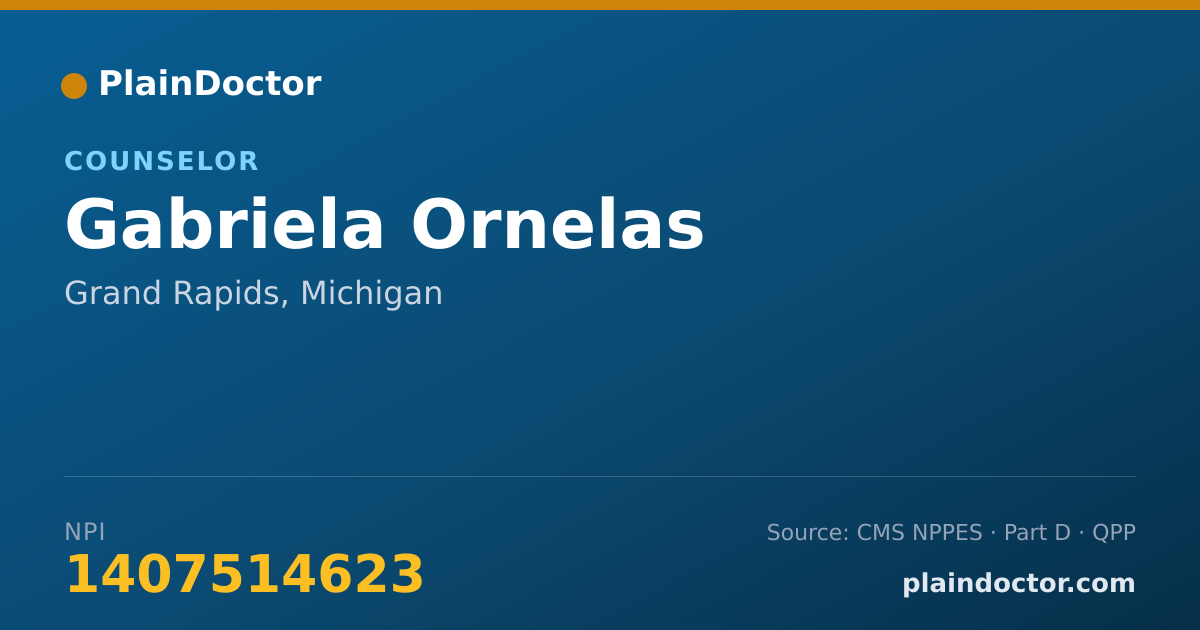 Shareable card for Gabriela Ornelas - Counselor, Grand Rapids, MI