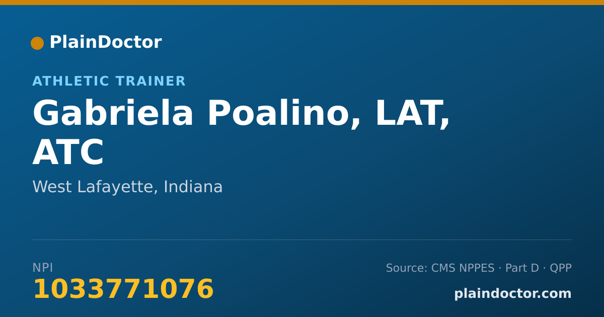 Shareable card for Gabriela Poalino, LAT, ATC - Athletic Trainer, West Lafayette, IN