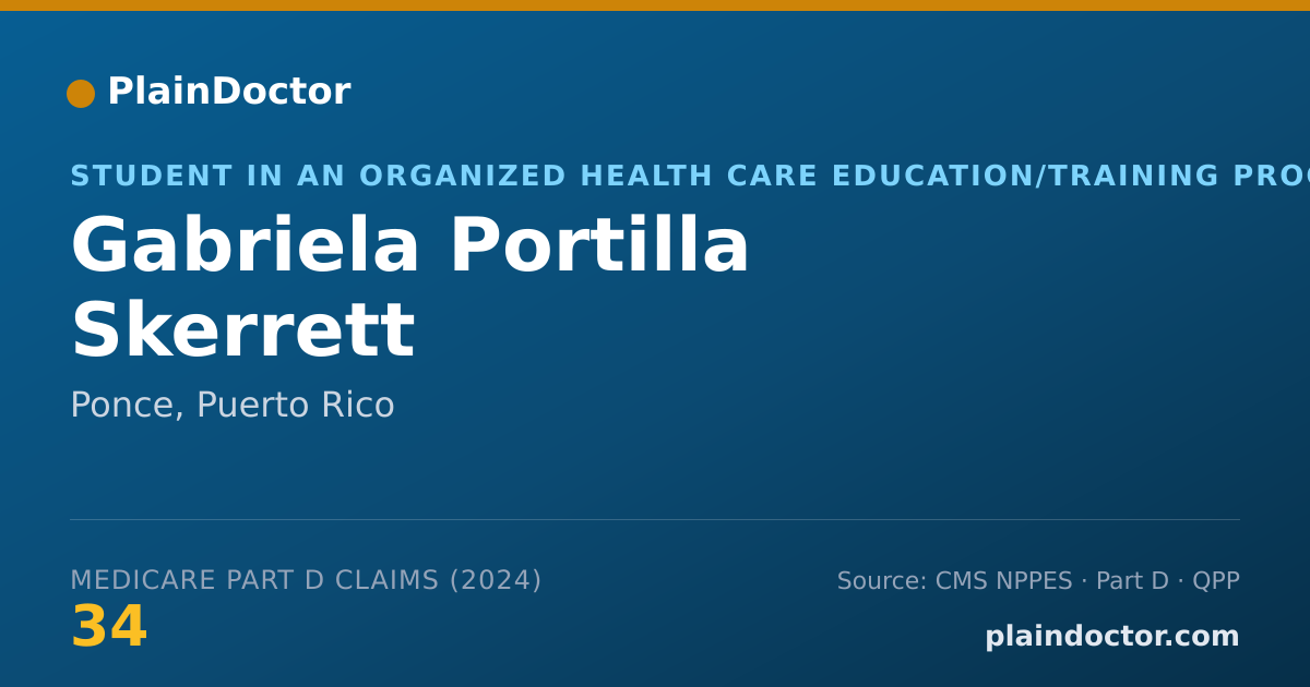 Shareable card for Gabriela Portilla Skerrett - Student in an Organized Health Care Education/Training Program, Ponce, PR