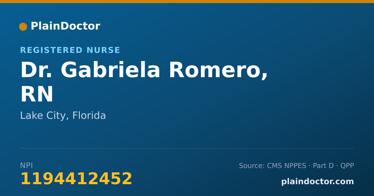 Shareable card for Gabriela Romero, RN - Registered Nurse, Lake City, FL