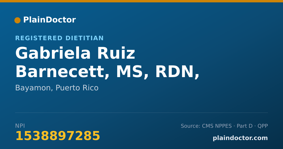 Shareable card for Gabriela Ruiz Barnecett, MS, RDN, LDN - Registered Dietitian, Bayamon, PR